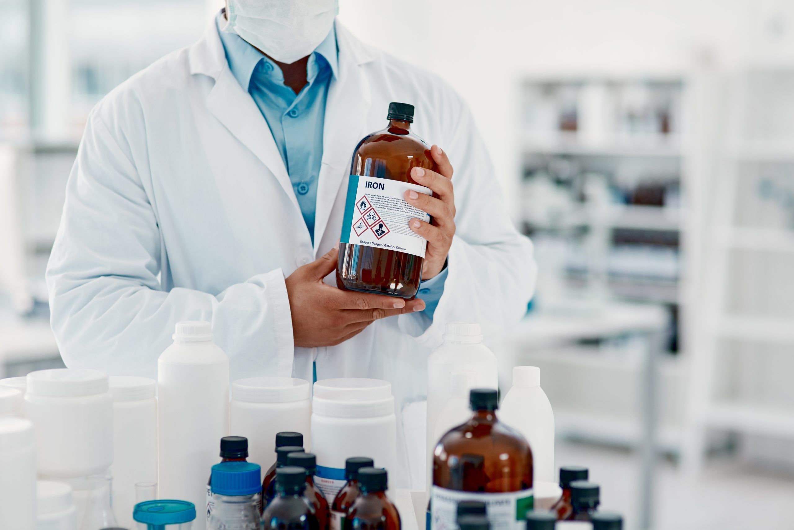 Cropped shot of a scientist analysing medication in a laboratory.