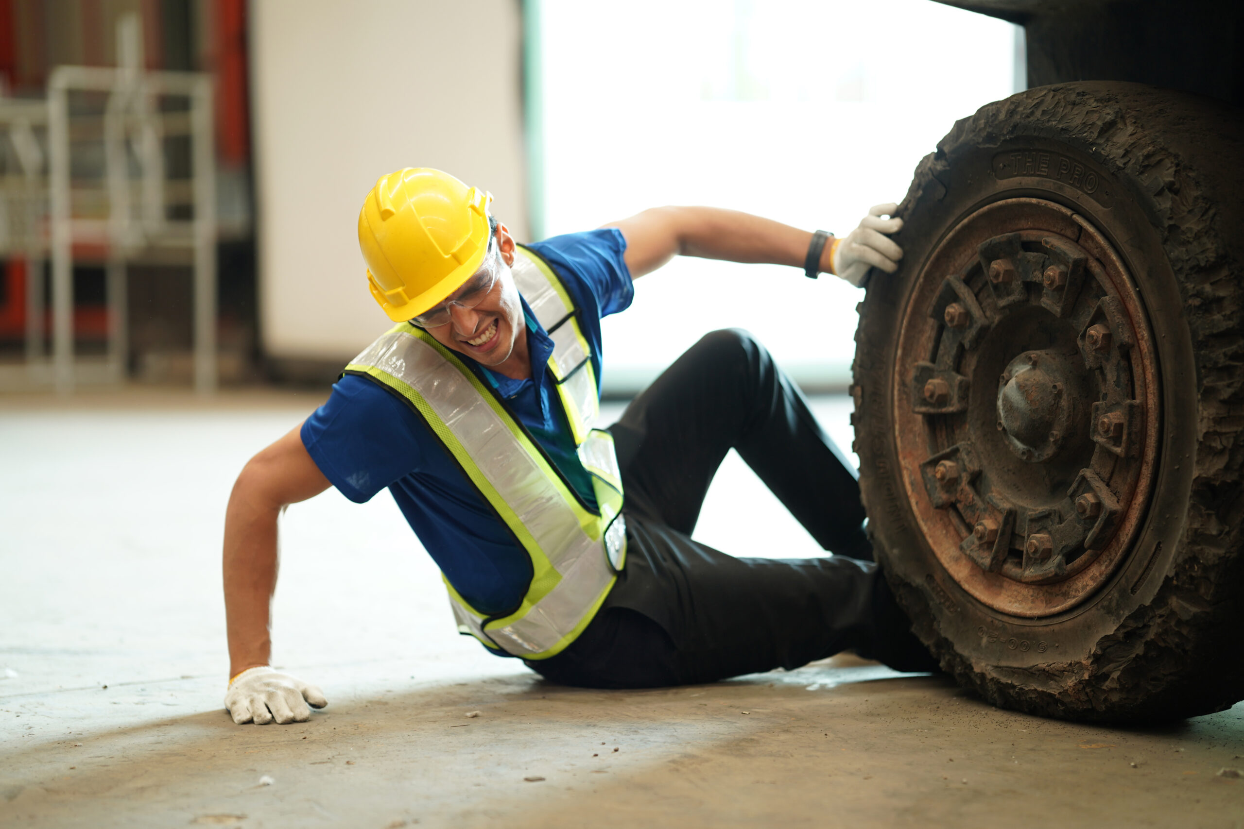 worker with accident at factory
