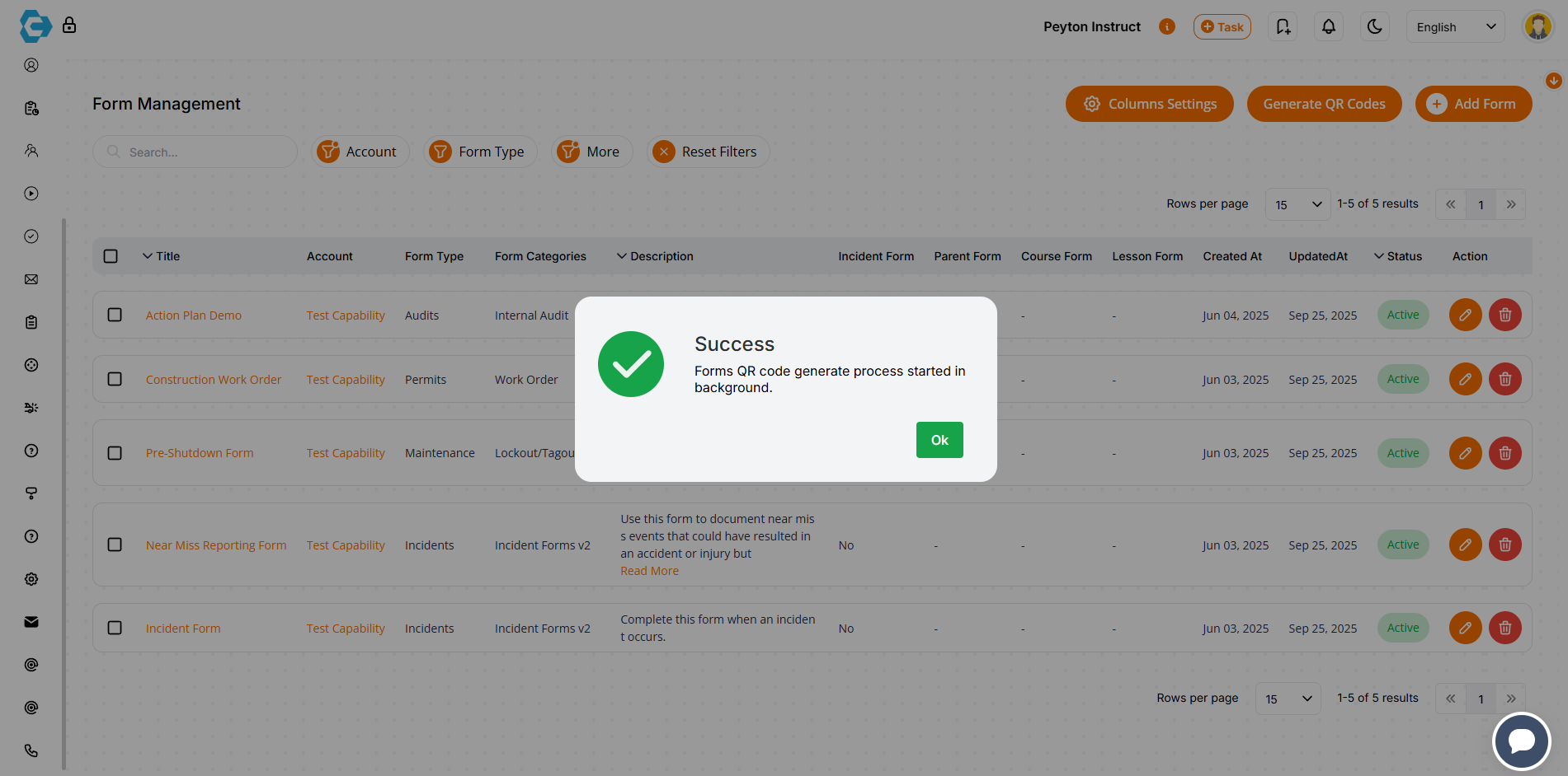 Forms QR Code Generate Process