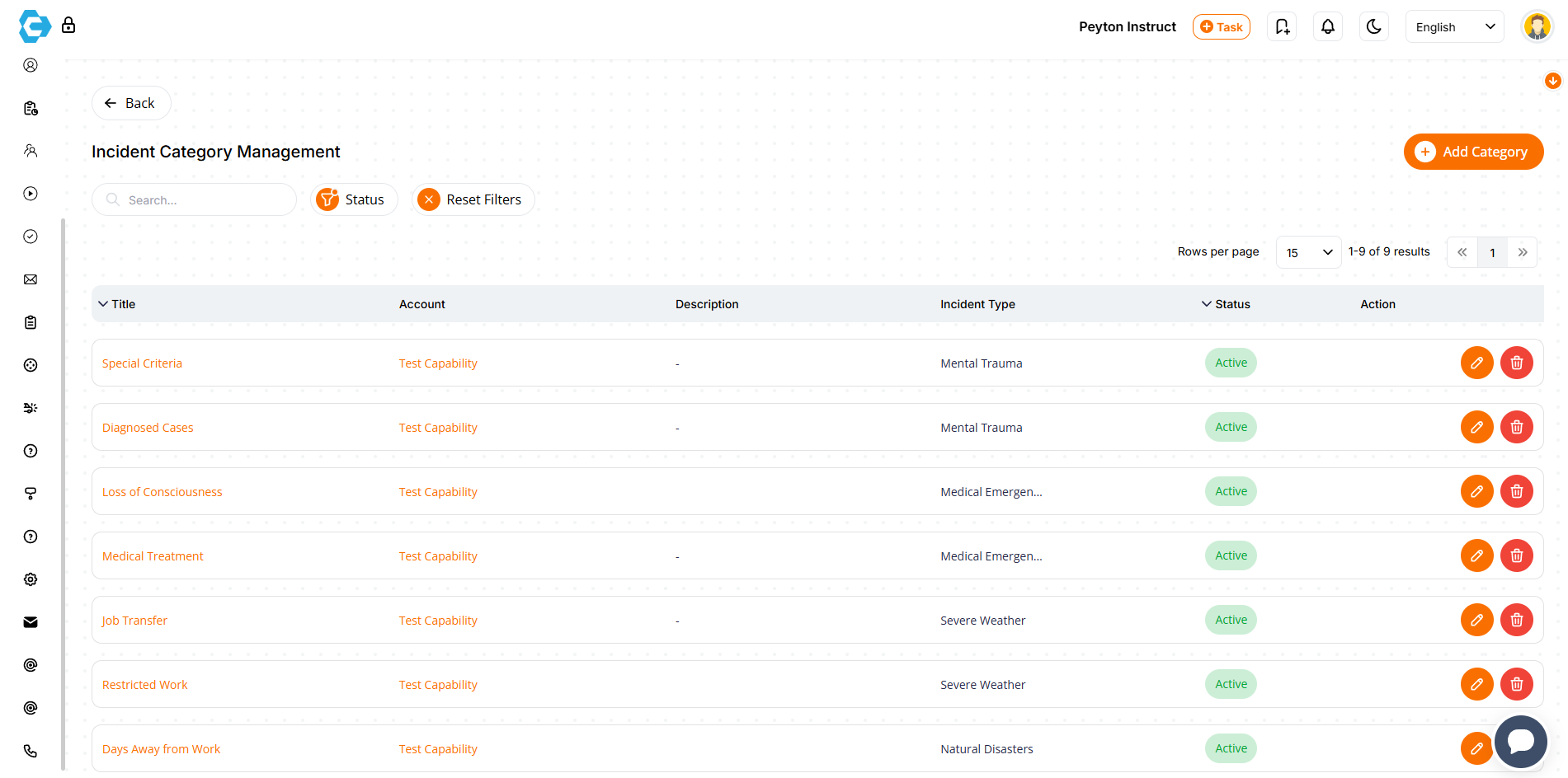 Incident Category Management